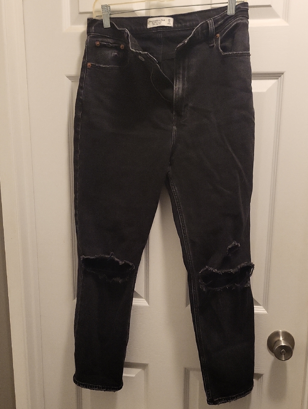 Abercrombie & Fitch High Rise Black Distressed Jeans
